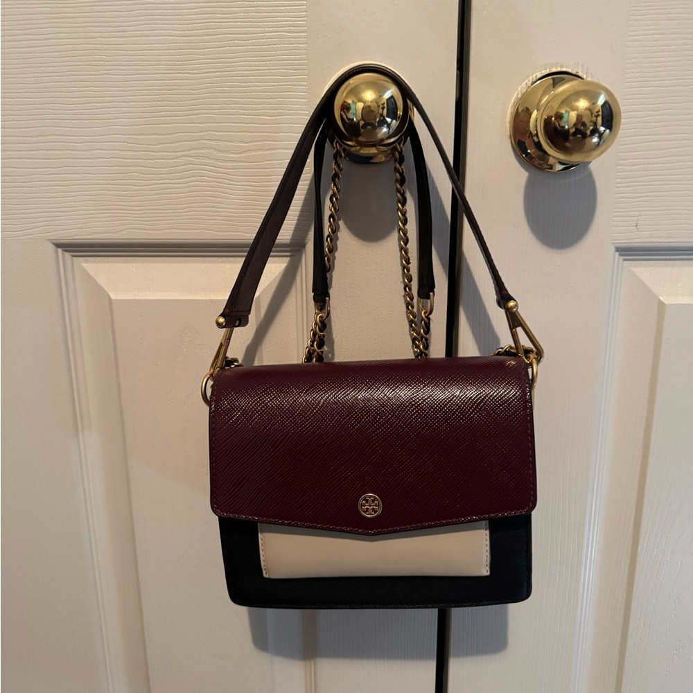 Elegant Burgundy and Black Women's Bag